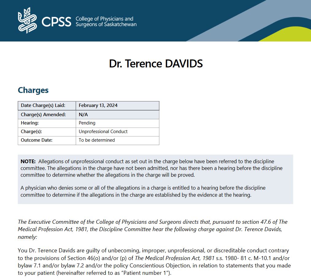 Charge Against Dr. Davids