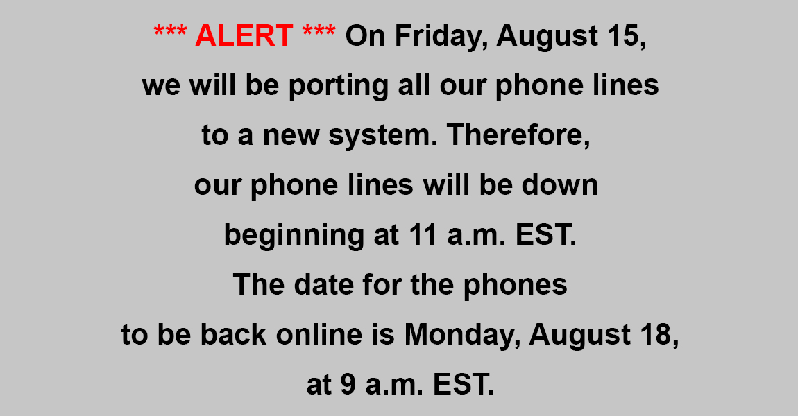 ALERT: Important news about our phone lines.