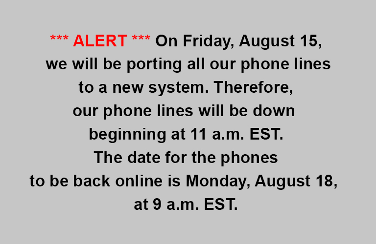 ALERT: Important news about our phone lines.